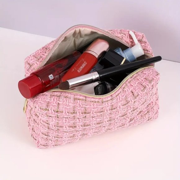 Cosmetic Bag Makeup Pink Zipper Travel Organize Clutch Toiletry Pouch Weekend - Picture 2 of 4